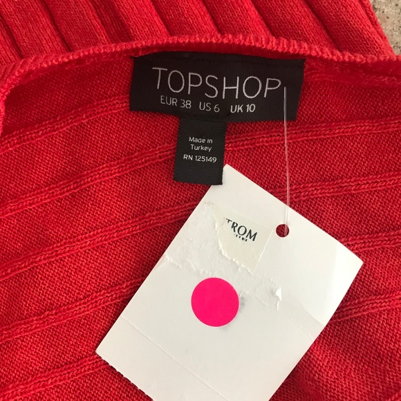 New Topshop Red Double V-Neck Long Sleeve Sweater - Picture 4 of 5